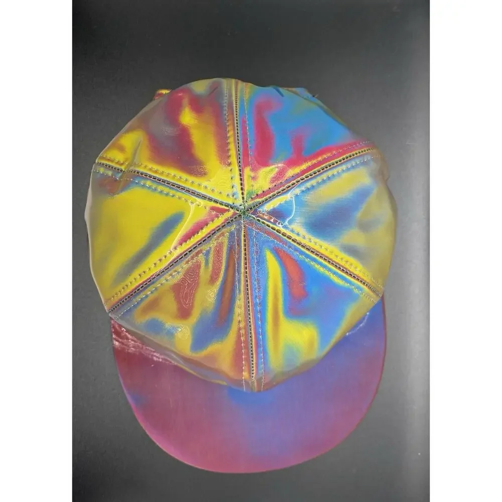 Back To The Future 2 Marty McFly Ball Cap Iridescent Metallic Hat Rainbow Bill